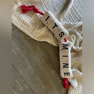Dog Toy-Hasbro Scrabble Plush Rope Tug Dog Toy-Squeak & Crinkle